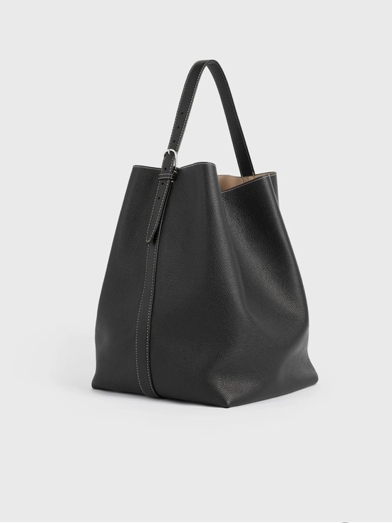 Toteme Black Pebbled Leather Hobo Bag - Picture 4 of 14